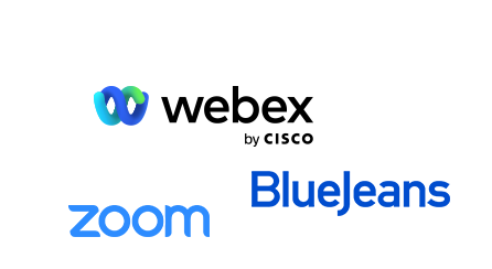 Webex、BlueJeans、Zoomのロゴ画像